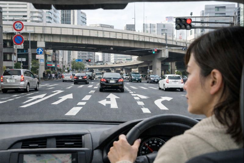標識や路面表示の情報量に圧倒されやすい場面でも順番を決めて落ち着いて判断するコツ