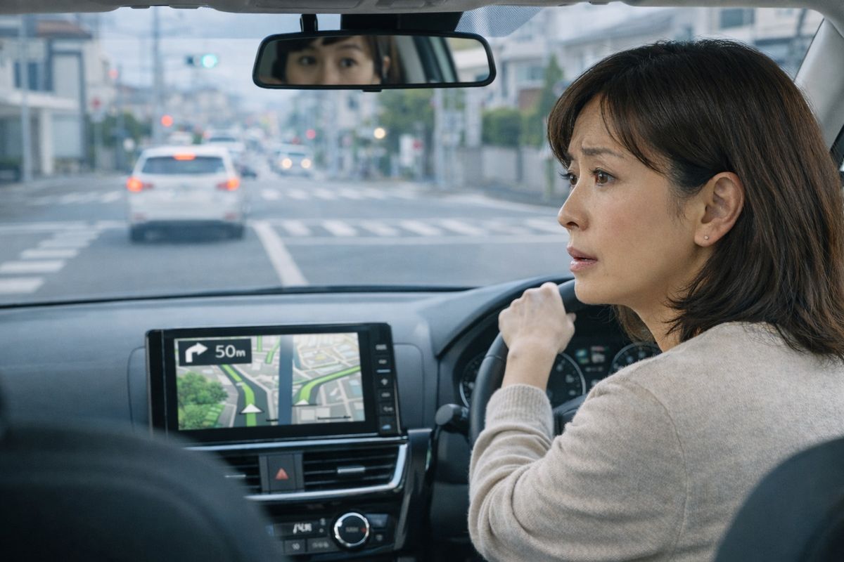 ナビの指示に間に合わず焦って視線が忙しくなりやすい状況を理解する